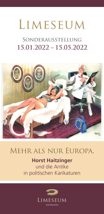 Flyer zur Sonderausstellung Mehr als nur Europa mit Karikaturen von Horst Haitzinger