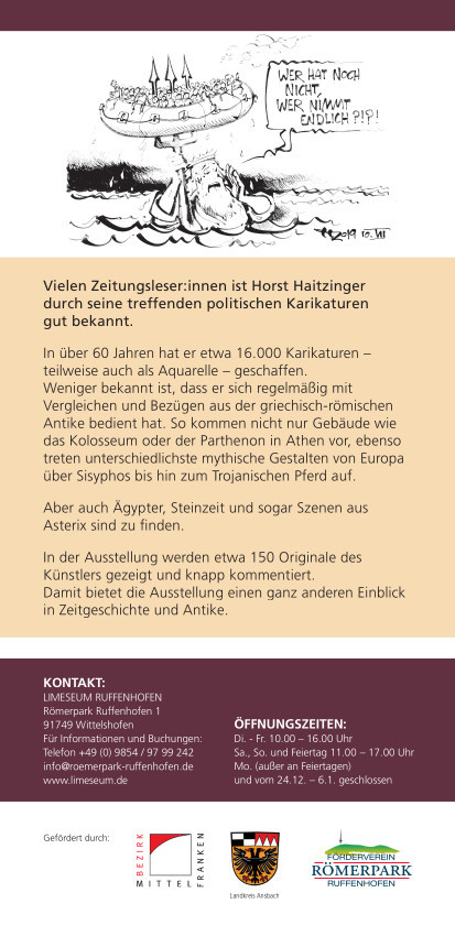 Flyer zur Sonderausstellung Mehr als nur Europa mit Karikaturen von Horst Haitzinger Seite 2